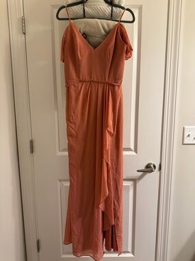 David’s Bridal Sedona Cascading Off Shoulder dress